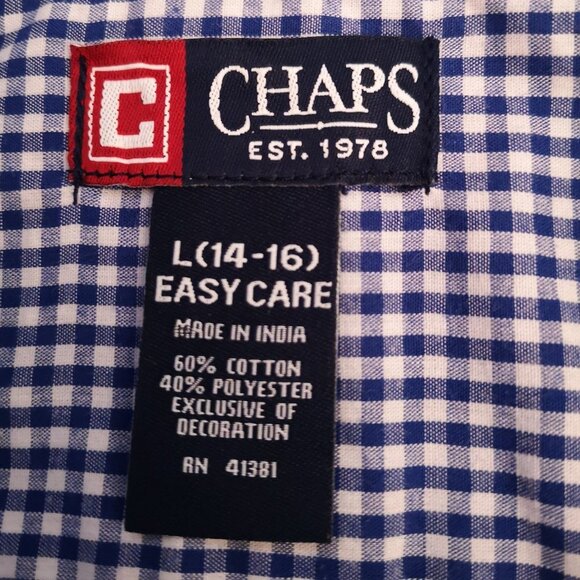 Chaps Youths Long Sleeve Gingham Shirt - Picture 3 of 6